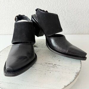 Lane Robin Mule Black Cowboy Boots Womens Western Short Ankle Snip Toe Size 8.5